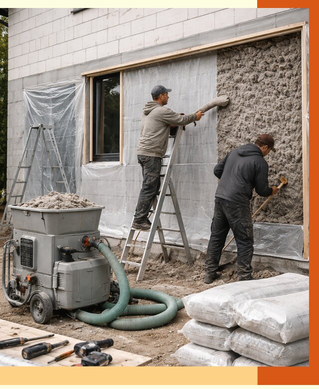 Утепление дома из газобетона эковатой в Чите от 4658 руб./м2 | ТепломастерЧта